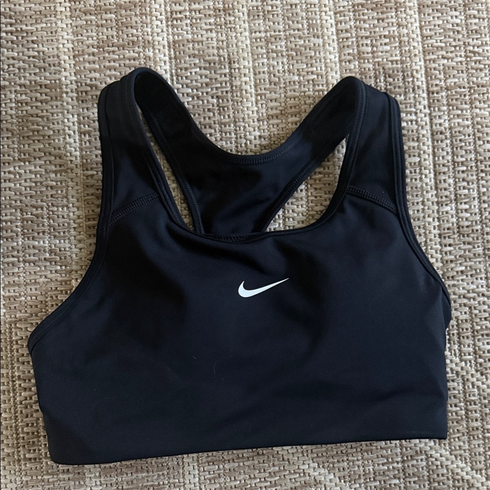 Nike Black Sports Bra with White Swoosh - Racerback